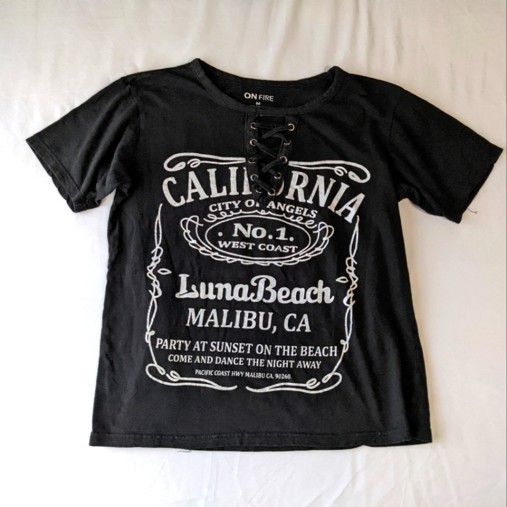 On Fire Malibu Beach California Black Top